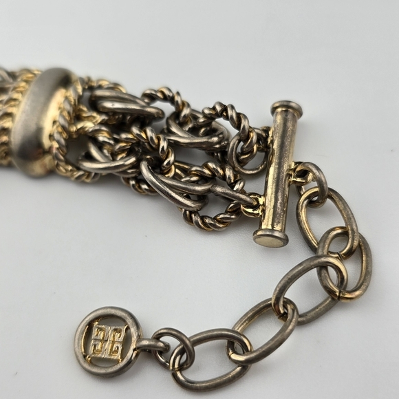 Givenchy Gold Tone Multi-Strand Chain Bracelet 10" Designer Logo Jewelry - Picture 3 of 12